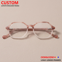 Montures de lunettes polygonales en acétate tendance, montures optiques géométriques pour femmes, stock disponible, fourniture OEM personnalisée
