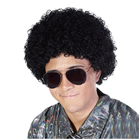Perruque Afro Synthétique Réglable et Moelleuse pour Hommes et Femmes, Idéale pour Cosplay, Anime, Fêtes d'Halloween, Perruques Fantaisie Amusantes, Transparente, Petite Taille 120%