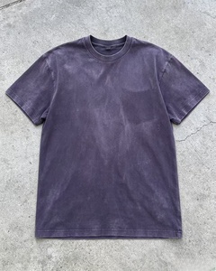 Camiseta de Algodón Lavado Morado para Hombre, Manga Corta, Cuello Redondo, Corte Regular, Estilo Casual, Diseño Liso - Product Image 3