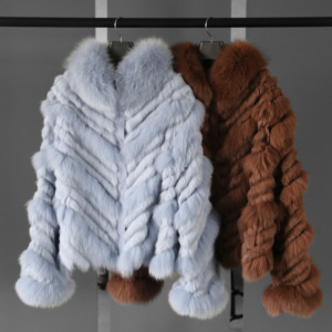Vente Flash Brésil : Manteau en fourrure de lapin à bouton unique, veste en fourrure moelleuse pour femme, manteau réversible en vraie fourrure de renard - Product Image 1
