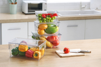 Boîte de conservation alimentaire rectangulaire en PET transparent HD moulé par injection, durable, style américain, pour légumes et fruits, capacité 1-3L, personnalisable en usine