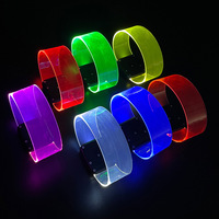 Pulsera Magnética Luminosa de Acrílico Transparente con Luz RGB Multicolor Estática Intermitente, Artículos para Fiestas, Logotipo Láser Personalizado