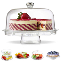 Support à gâteau multifonctionnel en acrylique et plat en plastique dôme assiettes de service rondes plaquées pour les fêtes et les cadeaux