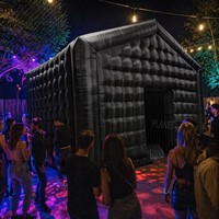 Cabine Photo Gonflable Géante Portable Étanche et Durable avec Éclairage LED RGB Noir, Installation Facile, Tente Mobile pour Boîte de Nuit en Forme de Cube