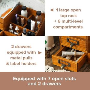 Solid Wood <b>Makeup</b> Organizer With Drawers And Compartments For Desktop Storage <b>Box</b> - Product Image 3