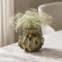 Vase à fleurs en céramique moderne, texture tissée 3D, vert sable, vase décoratif pour table console, décoration intérieure