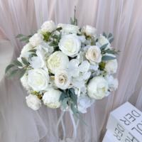 Rangkaian Bunga Peony Putih Buatan Desain Baru Grosir untuk Dekorasi Pernikahan dan Centerpieces