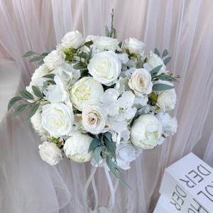 Nuevo Diseño, Bola de Flores Artificiales al por Mayor, Arreglo de Peonías Blancas para Decoración de Bodas y Centros de Mesa - Product Image 4