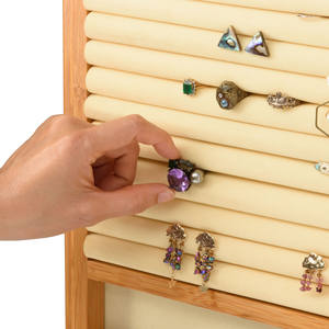 Rectángulo de bambú de alta calidad, decoración del hogar, joyero montado en la pared con espejo, cómodo de usar - Product Image 3