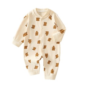 Mono de algodón puro para bebé, ropa Unisex de manga larga para primavera y otoño con estampado de oso, ropa para recién nacido, mono para bebé - Product Image 5