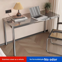 Escritorio de Computadora de Acero Inoxidable 304, Diseño Moderno y Simple, Personalizable, Resistente y Antioxidante para Oficina en Casa
