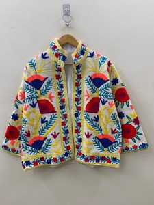 เสื้อแจ็คเก็ตผ้าฝ้ายทอมือลายสัตว์สไตล์โบฮีเมียนสำหรับผู้หญิง ระบายอากาศได้ดี เหมาะสำหรับฤดูหนาว ตกแต่งด้วยงานปักลายซูซานี - Product Image 1