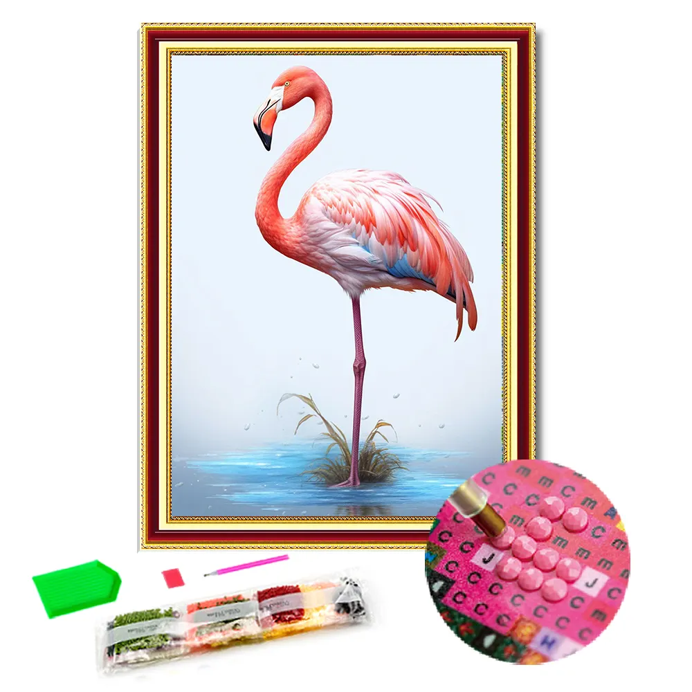 Full Drill Diamond Painting Art Kits Red Flamingo Embroidery DIY Diamond Painting Rhinestone Animal Painting For Adult
