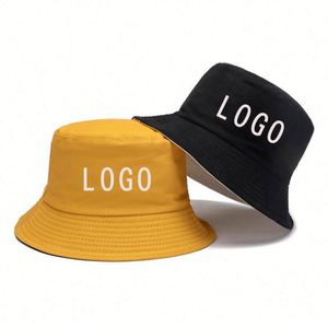 Embroidery Hats Reversible <b>Plain</b> <b>Cap</b> Printed Cotton Bucket Hat Custom Logo Sunshade Windproof Comfortable - Product Image 1