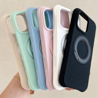 Le plus récent étui de téléphone en Silicone liquide à motif de vague de Style coréen pour Apple pour iPhone 14 15 16 17 Pro Max support magnétique poignée de téléphone