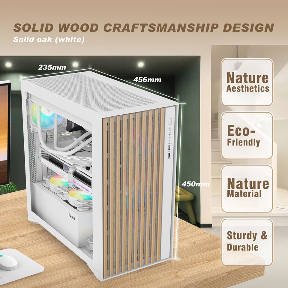 Custom Atx Computer Case Custom Wood Computer Case - ATX PC Case with Wooden Front Panel
