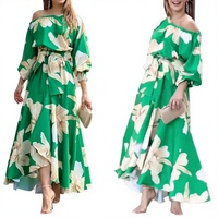 Robe élégante à imprimé, coupe crayon ajustée taille haute, manches courtes en polyester pour l'automne, vente en gros ODM directement de l'usine