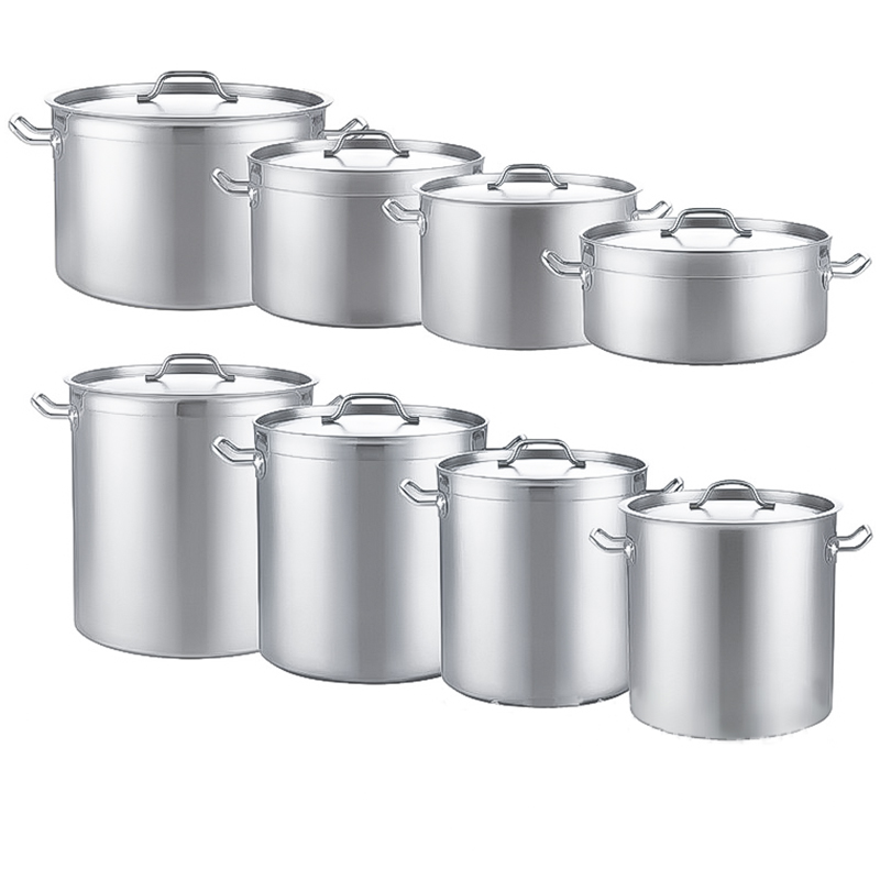 Factory Supply Custom Logo Multiple Sizes Industrial Kitchen Soup Cooking Pot Stainless Steel Stock Pots