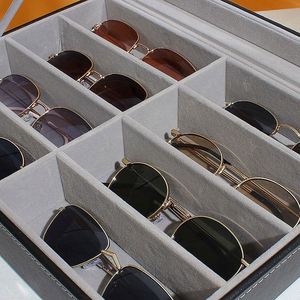 Fashion Portable 8 Grid Slots Black Sunglasses <b>Glasses</b> Box PU Leather Sun <b>Glasses</b> <b>Case</b> Displayon - Product Image 3