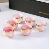 Tasse à thé en porcelaine marbrée de luxe à bord doré, design nordique, logo personnalisé, tasse à eau en céramique avec boîte cadeau