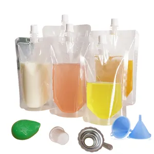 100ml 500ml Reusable Clear Plastic Spouted Liquid Drink Bag Pouch Alcohol Pouch Leak Proof Cap