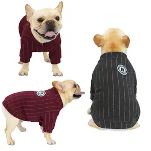 フレンチブルドッグとボストンテリアの犬の服-ペット野球ジャケットパーカー-秋冬のブルテリアコート-クロス