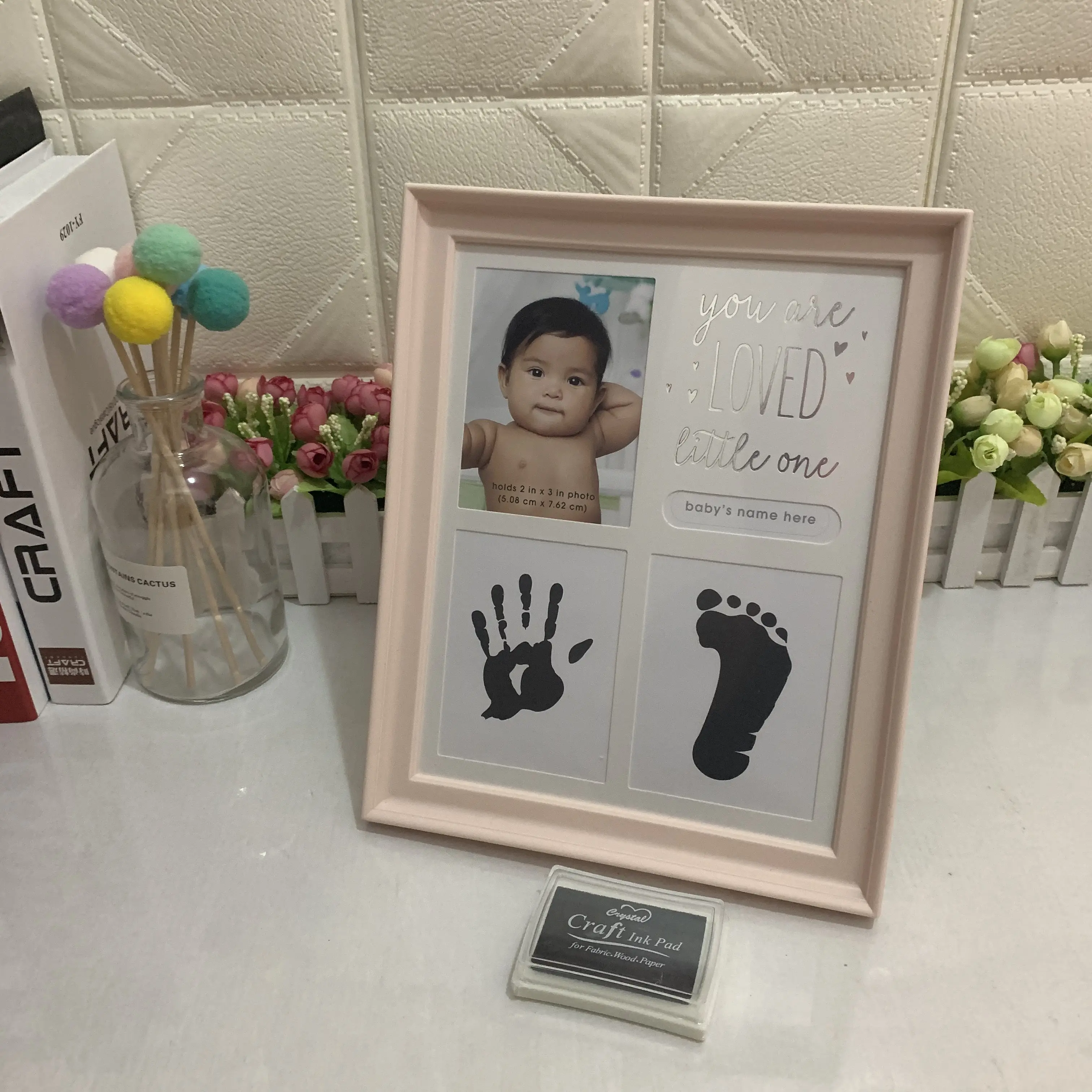 Bebê Mão E Pé Impressão De Lama Bebê Cem Dias Lembrança Pegadas De Um Ano De Idade Do Presente Do Bebê Frame