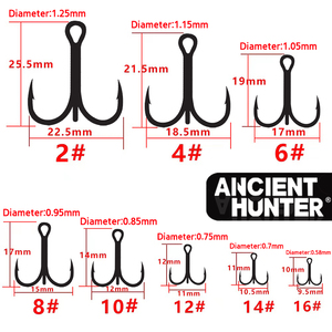 Anzuelo antiguo Hunter de acero al carbono para agua salada, anzuelo triple superfuerte, <span class=keywords><strong>3X</strong></span>, para agua dulce, 1/<span class=keywords><strong>0</strong></span> # - 3/<span class=keywords><strong>0</strong></span> #1 # - 16 # - Product Image 2