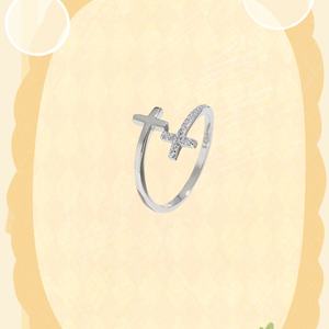 S925スターリングシルバーミニマリストミドルフィンガーリングファッションジュエリー女性ダブルクロスオープンリング - Product Image 3