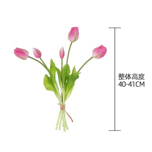 ดอกทิวลิปประดิษฐ์ CallaFloral ทำจากซิลิโคนเนื้อนุ่ม ช่อดอกไม้ 5 หัว สำหรับตกแต่งบ้าน งานแต่งงาน สีชมพู ขาว แดง เหลือง ส้ม - Product Image 4