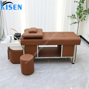 Kisen <span class=keywords><strong>Professional</strong></span> Salon Shampoo Bett mit kompletten Head Spa Lösungen Wasser zirkulation LED Dampf verstellbare Kopfstütze - Product Image 4