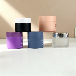 Customized Color and logo Matte Macron Colored Face Night <b>Glass</b> Cream <b>Jar</b> 1.7oz 50g <b>Glass</b> Cosmetic <b>Jars</b> With Plastic Screw <b>Lids</b> - Product Image 2