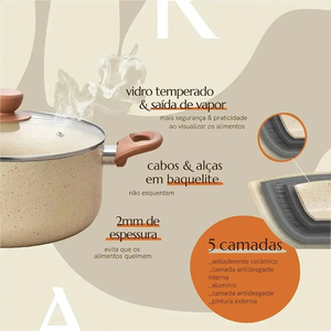 High Quality Ceramic Marble Coated Pot <b>Pan</b> Glass Lids Wooden Soft touch Handles Non Stick 6 Piece Aluminium Cookware Set - Product Image 4