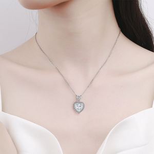 Collar para Mujer con Zirconia Completa, Collar de Corazón Brillante con Gemas de Colores, Collar de Corazón de Flor, Collar de Diamantes de Alto Carbono Brillantes - Product Image 3