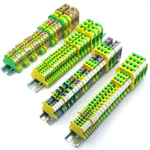 Bloc de bornes sur rail DIN jaune-vert USLKG35N, bornier à vis, connecteurs de <span class=keywords><strong>fils</strong></span>, bloc de bornes de terre pour applications électriques - Product Image 1