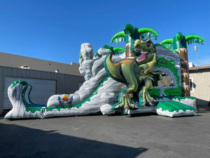 WINWAYTOYS Dinosaure 4-en-1 T-<span class=keywords><strong>Rex</strong></span> <span class=keywords><strong>Grand</strong></span> Combo Gonflable Sec Château Gonflable avec Toboggan 8x4m <span class=keywords><strong>Capacité</strong></span> 500kg - Product Image 2