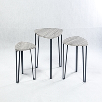 Ensemble de tables basses gigognes rondes en bois massif, tables d'appoint modernes pour le loisir