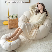 Fauteuil pouf en forme de citrouille de style moderne DISHI pour salon, chambre à coucher, balcon, petit canapé en tissu, mousse de coton, siège de loisirs