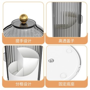 ที่เก็บเครื่องสำอางแบบหมุนได้พร้อมที่ใส่แปรงและลิปสติก วัสดุพลาสติก สำหรับใช้บนโต๊ะเครื่องแป้ง - Product Image 4