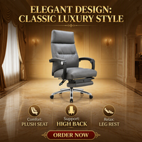 Fauteuil de bureau moderne en cuir à dossier haut, pivotant, avec appui-tête réglable, siège roulant et repose-jambes pour bureau à domicile