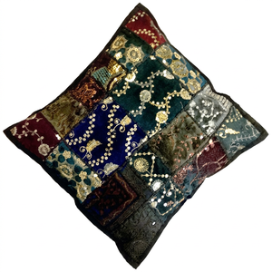 Exquisite Sari Beaded Throw Accent <b>Cushion</b> <b>Covers</b> - Product Image 1