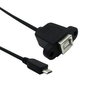 マイクロUSB5ピンオス-USBタイプB2.0メス延長パネルマウントデータおよびネジ穴付き充電ケーブル