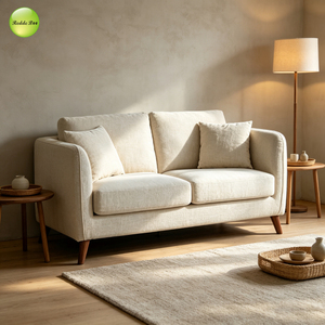 Divano Moderno in Tessuto Leggero 1/2/3 Posti Set Completo con Piedini in Legno Affusolati Stabili <span class=keywords><strong>e</strong></span> Cuscini Decorativi per <span class=keywords><strong>Arredamento</strong></span> Caffè <span class=keywords><strong>e</strong></span> Reception - Product Image 4