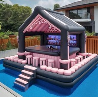 Bar flottant gonflable commercial pour piscine, idéal pour les fêtes estivales en extérieur, avec sièges intégrés
