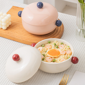 Bol à nouilles en céramique avec <span class=keywords><strong>poignée</strong></span> sphérique Ensemble de bols de service Ramen Bol à mélanger les céréales allant au four - Product Image 6