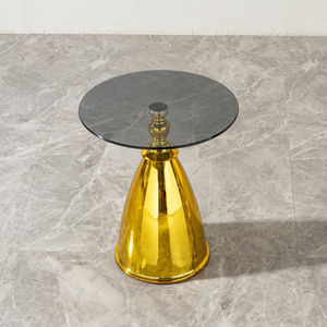 Round Coffee <b>Table</b> with Metal Top and <b>Gold</b> Metal Pedestal Modern Durable OE HOME Furniture for Living Room Bedroom Balcony - Product Image 5