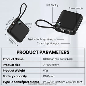 Batterie externe Li-Polymère 10000 mAh ultra-mince, étanche, à charge rapide 22,5 W, Type-C, avec écran LED, certifiée CE/RoHS/FCC pour les cabinets d'avocats - Product Image 6
