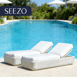 Tumbonas de Jardín Dobles de Ratán y Aluminio para Exteriores, Color Blanco y Beige, para Piscina, 2026 - Product Image 2