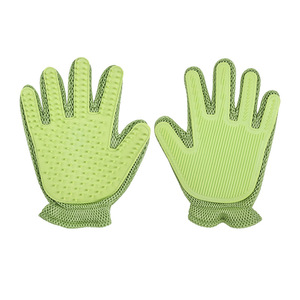 Gants de massage pour animaux de compagnie Sloppup, vert, en maille TPR double face, pour le toilettage et l'élimination des poils des chats et des chiens - Product Image 5