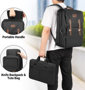 Échantillon gratuit Sac à couteaux de chef en toile cirée imperméable Sac de rangement pour outils de chef portable résistant Sac de rangement pour couteaux avec bandoulière - Product Image 4